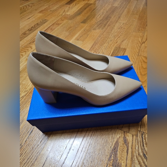 Stuart Weitzman Linsi 75 Block Heels Beight - Picture 2 of 8